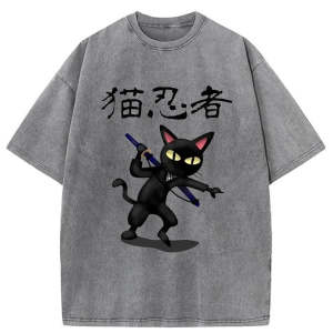 Image of Tokyo-Tiger Ninja Cat Washed T-Shirt