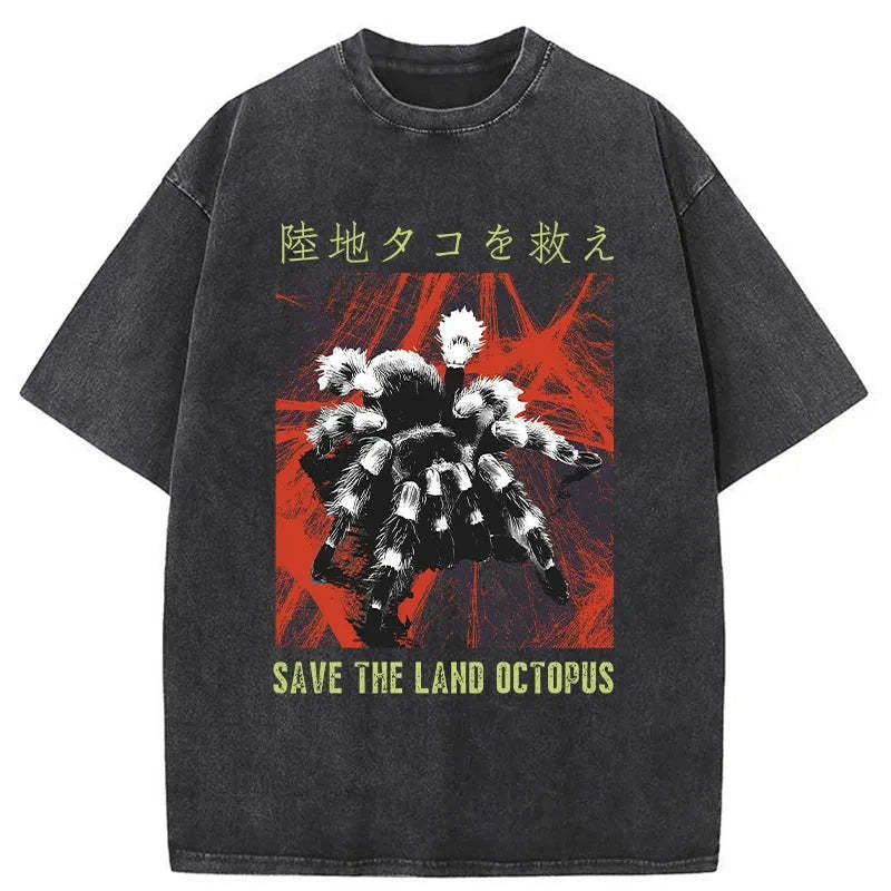 Tokyo-Tiger Real Scary Spiders Washed T-Shirt