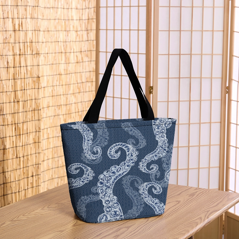 Tokyo-Tiger Octopus Tentacles Japanese Zipper Tote Bag