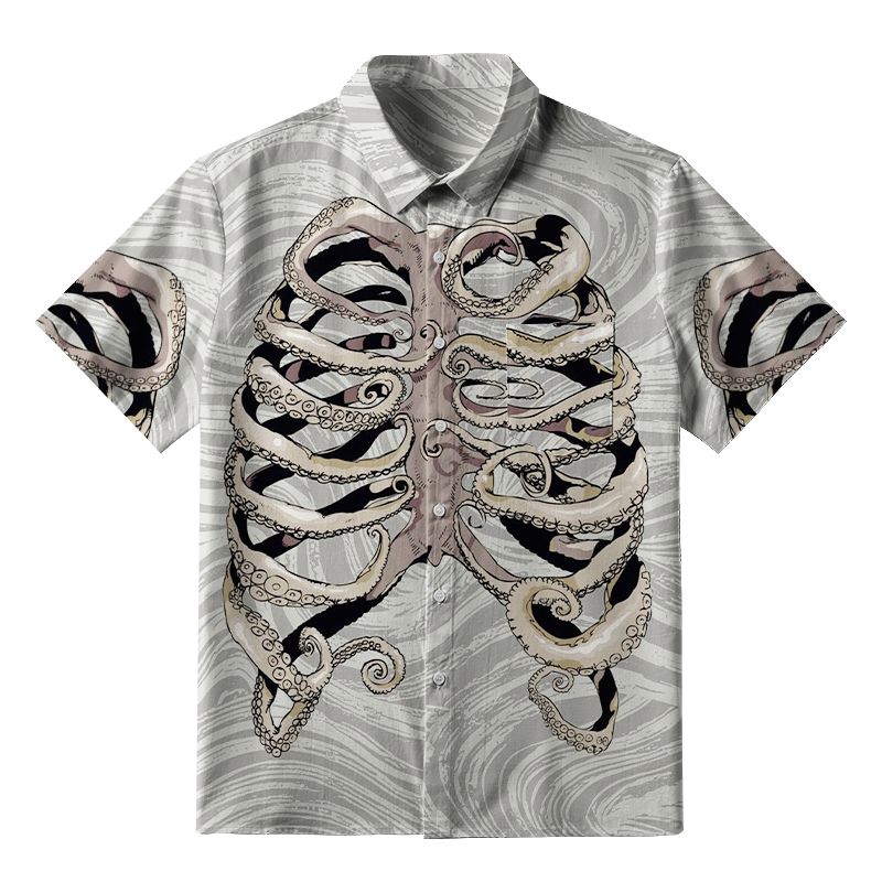 Tokyo-Tiger Octopus Skeleton Button-up Shirt