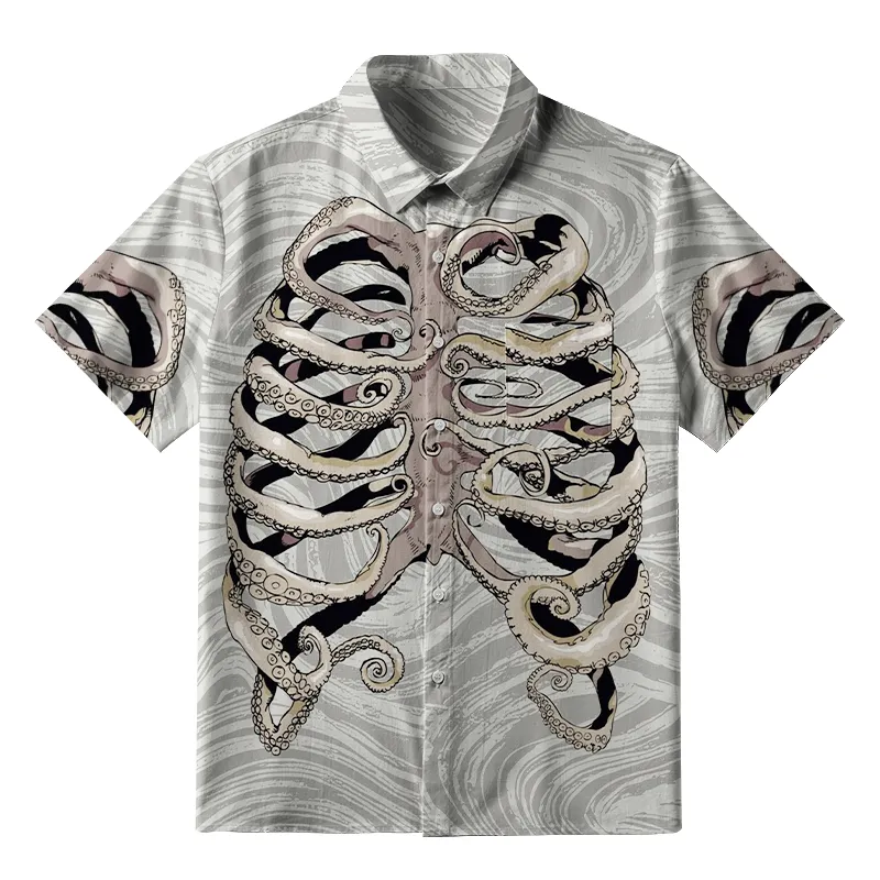 Tokyo-Tiger Octopus Skeleton Button-up Shirt Sale