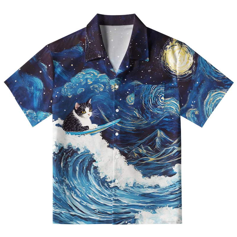 Tokyo-Tiger The Great Wave Off Cat Aloha Hawaiian Shirt