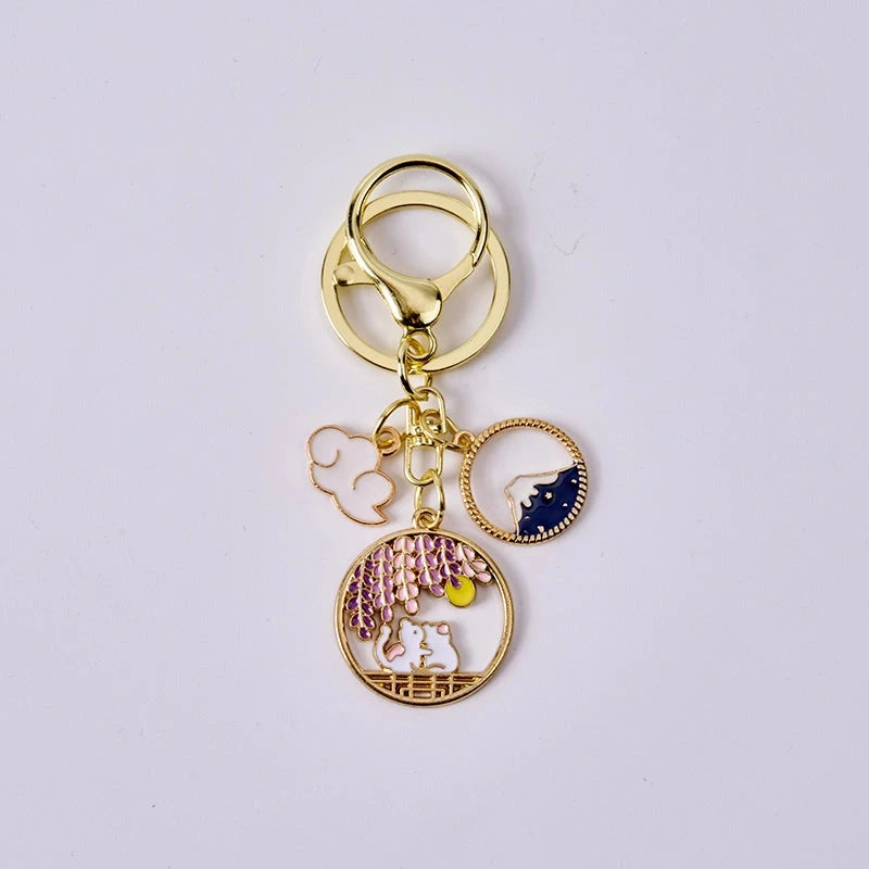 Tokyo-Tiger Two Cats Watching The Moon Keychain