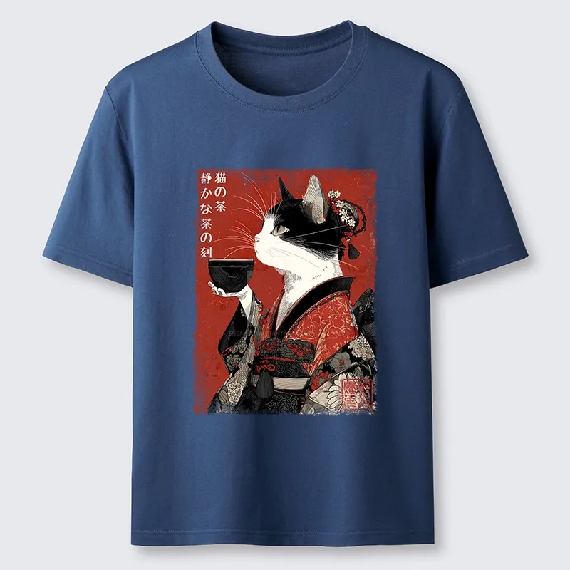 Tokyo-Tiger Kimono Tea Cat Red Vintage Ink Art Classic T-Shirt Sale