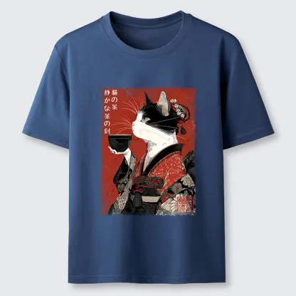 Tokyo-Tiger Kimono Tea Cat Red Vintage Ink Art Classic T-Shirt