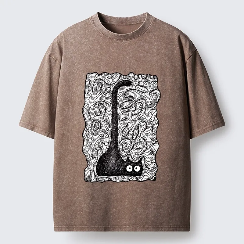 Tokyo-Tiger Trippy Zentangle Secret Cat Art Print Washed T-Shirt