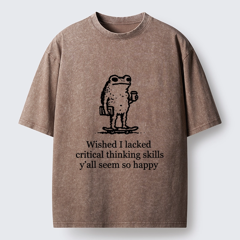 Tokyo-Tiger Skate Frog Deep Thought Funny Meme Washed T-Shirt