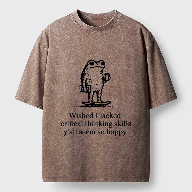 Tokyo-Tiger Skate Frog Deep Thought Funny Meme Washed T-Shirt