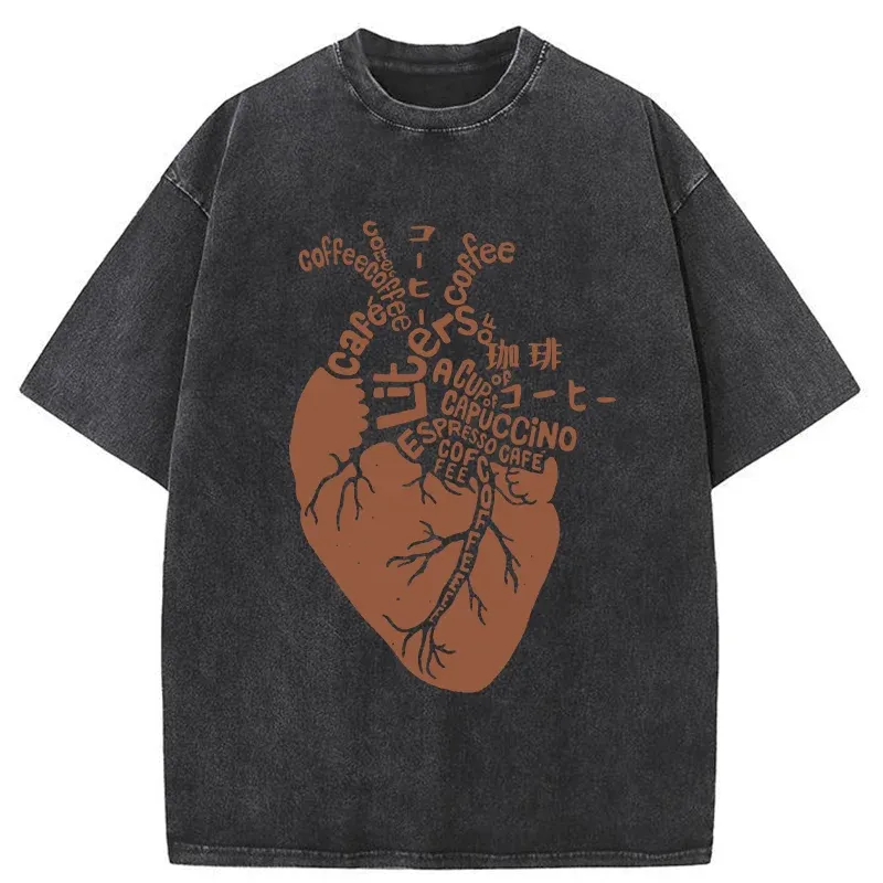 Tokyo-Tiger Coffee Heart Washed T-Shirt