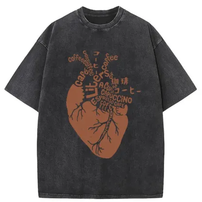 Tokyo-Tiger Coffee Heart Washed T-Shirt