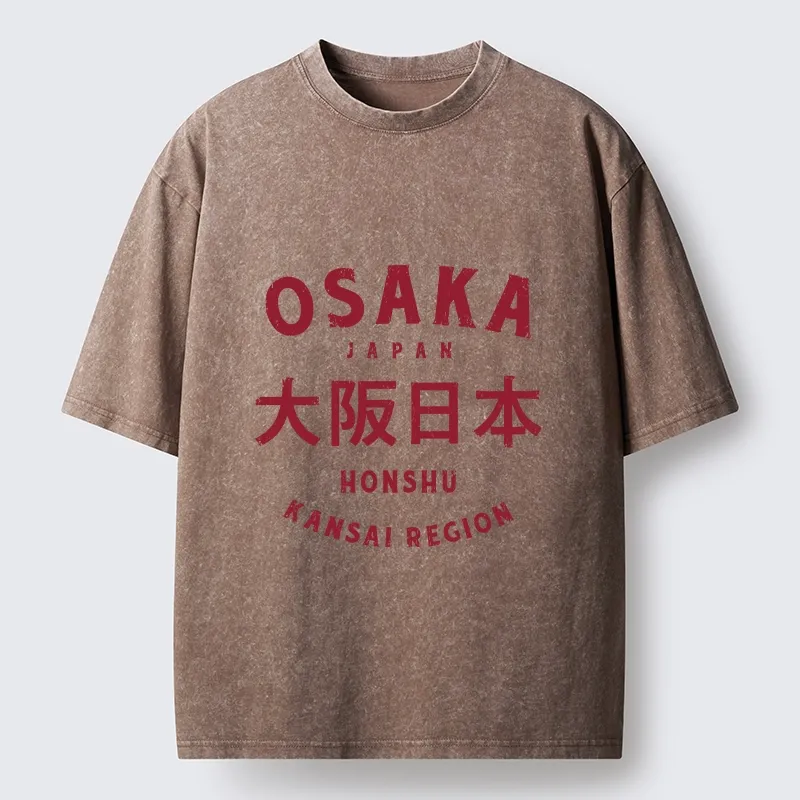 Tokyo-Tiger Vintage Osaka Japan City Graphic Washed T-Shirt
