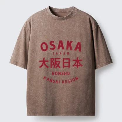 Tokyo-Tiger Vintage Osaka Japan City Graphic Washed T-Shirt