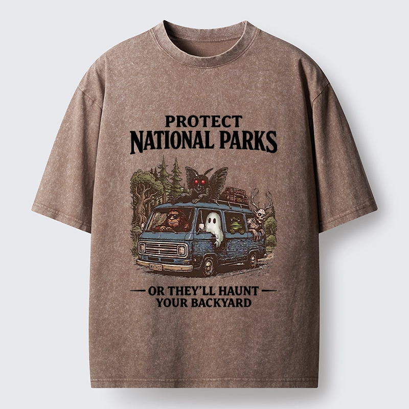 Tokyo-Tiger Protect Wild National Parks Washed T-Shirt