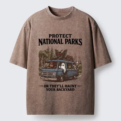 Tokyo-Tiger Protect Wild National Parks Washed T-Shirt