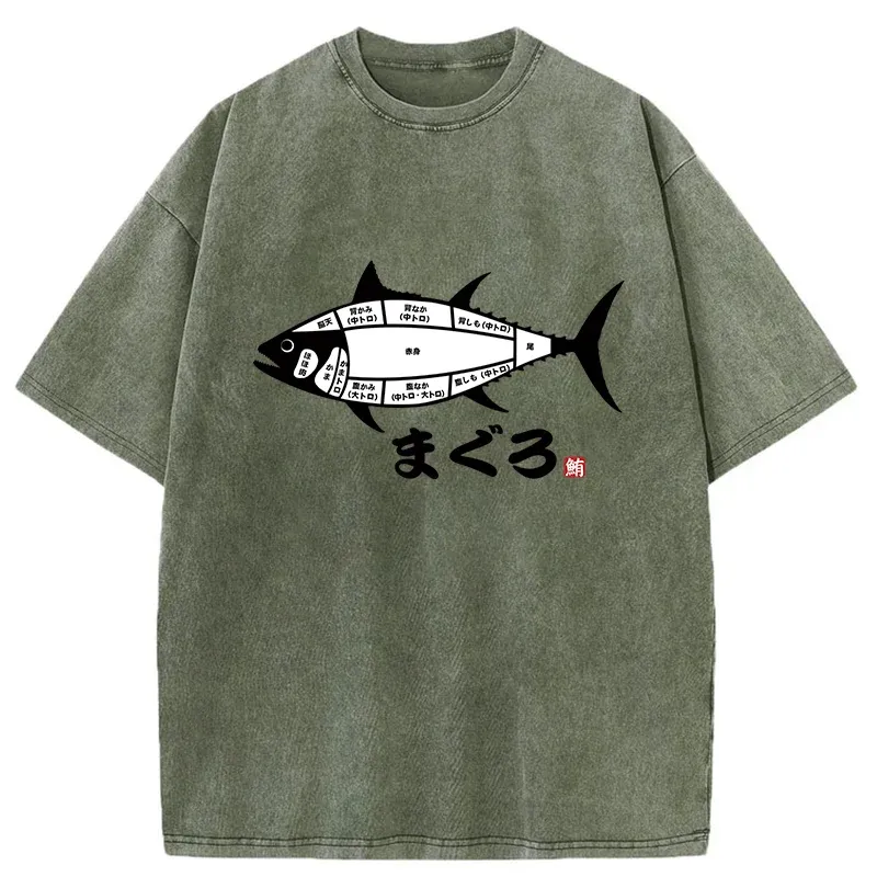 Tokyo-Tiger Tuna Usage Chart Washed T-Shirt