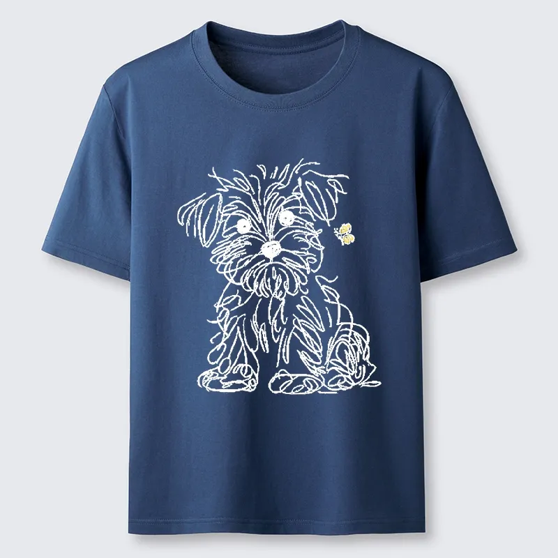 Tokyo-Tiger Simple Line Dog Tiny Butterfly Classic T-Shirt