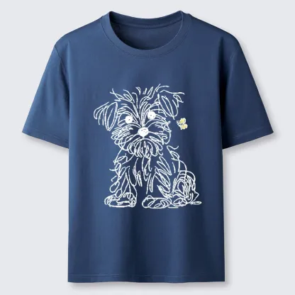 Tokyo-Tiger Simple Line Dog Tiny Butterfly Classic T-Shirt
