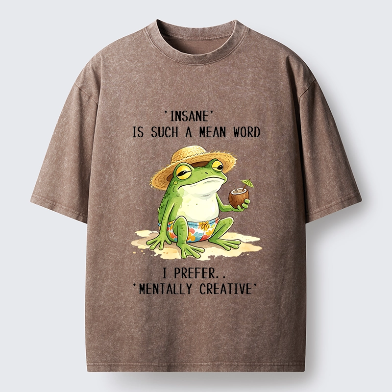 Tokyo-Tiger Mentally Creative Beach Frog Washed T-Shirt