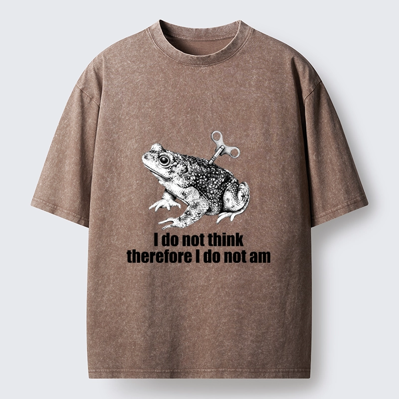 Tokyo-Tiger Funny Meme Wind Up Toad No Think No Exist Washed T-Shirt