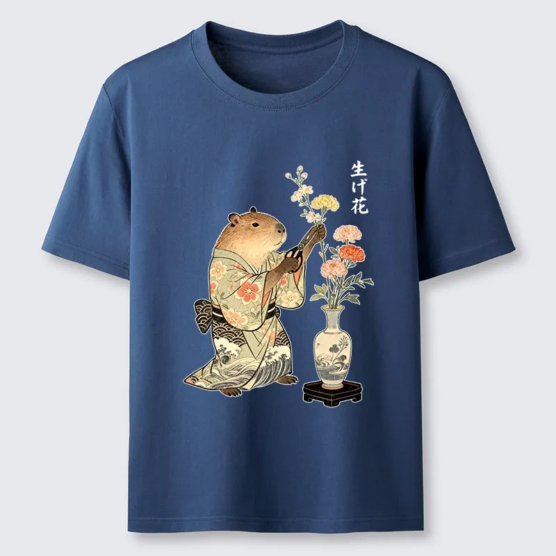 Tokyo-Tiger Chill Capybara Arranging Flower Art Classic T-Shirt
