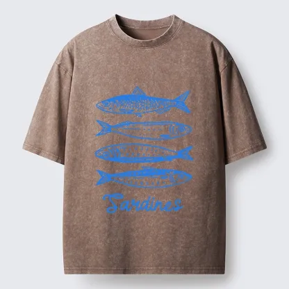 Tokyo-Tiger Funny Meme Simple Fish Art Vibe Washed T-Shirt