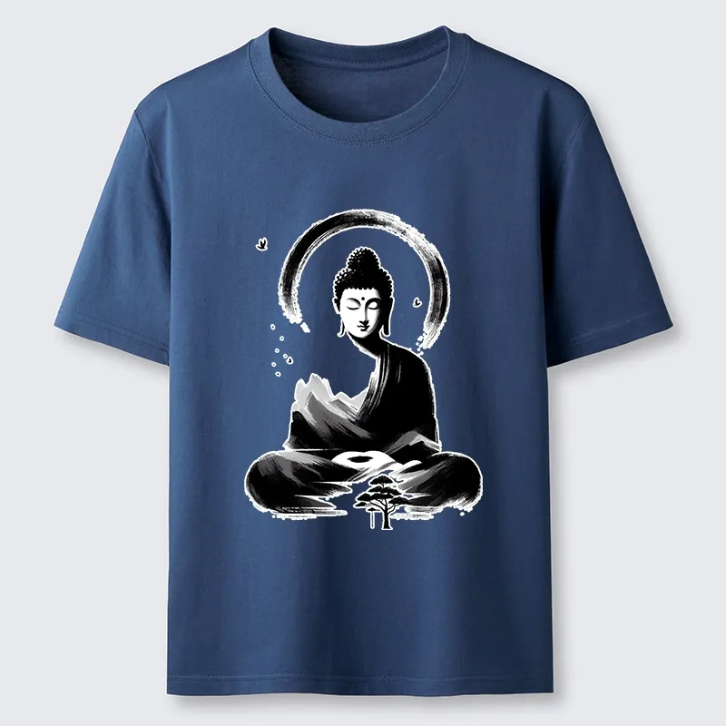 Tokyo-Tiger Serene Mountain Buddha Zen Art Classic T-Shirt
