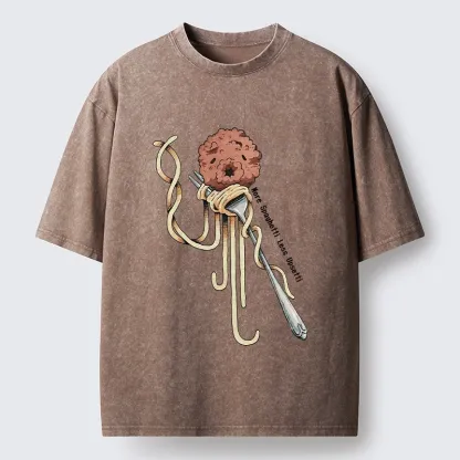 Tokyo-Tiger More Pasta Less Stress Food Lover Art Washed T-Shirt