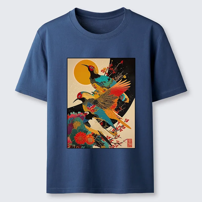 Tokyo-Tiger Sunrise Pheasants Blossom Oriental Art Design Classic T-Shirt