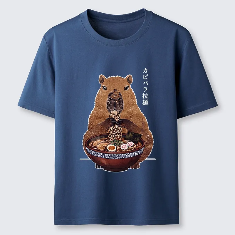 Tokyo-Tiger Japanese Retro Capybara Eating Ramen Classic T-Shirt
