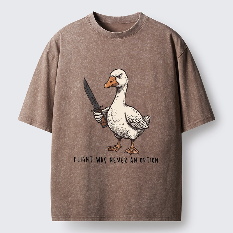 Tokyo-Tiger Tough Goose Holding Knife Funny Meme Washed T-Shirt