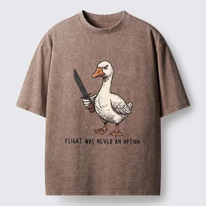 Tokyo-Tiger Tough Goose Holding Knife Funny Meme Washed T-Shirt