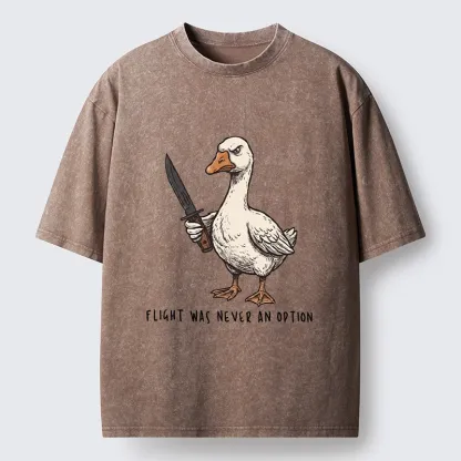 Tokyo-Tiger Tough Goose Holding Knife Funny Meme Washed T-Shirt