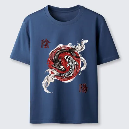 Tokyo-Tiger Red Ink Twin Koi Fish Harmony Classic T-Shirt