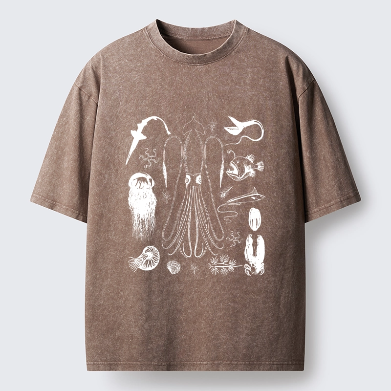 Tokyo-Tiger Vintage Deep Sea Creature Meme Washed T-Shirt