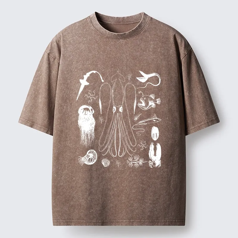 Tokyo-Tiger Vintage Deep Sea Creature Meme Washed T-Shirt