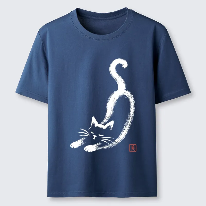 Tokyo-Tiger Soft Ink Stretch Cat Oriental Brush Art Classic T-Shirt