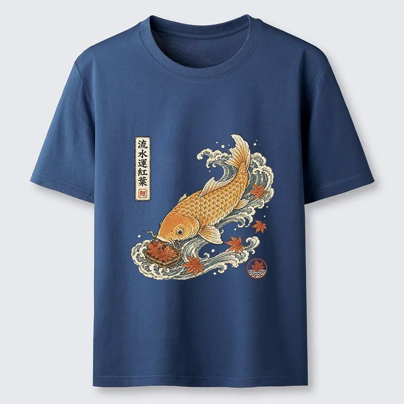 Tokyo-Tiger Golden Koi Carp Maple Leaf Wave Art Classic T-Shirt