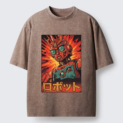 Tokyo-Tiger Retro Japanese Robot Washed T-Shirt