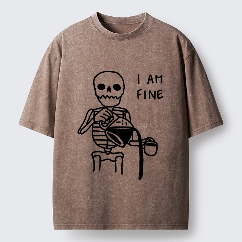 Tokyo-Tiger Skeleton Fake Calm Washed T-Shirt