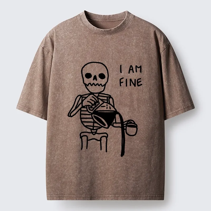 Tokyo-Tiger Skeleton Fake Calm Washed T-Shirt
