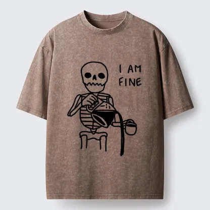 Tokyo-Tiger Skeleton Fake Calm Washed T-Shirt