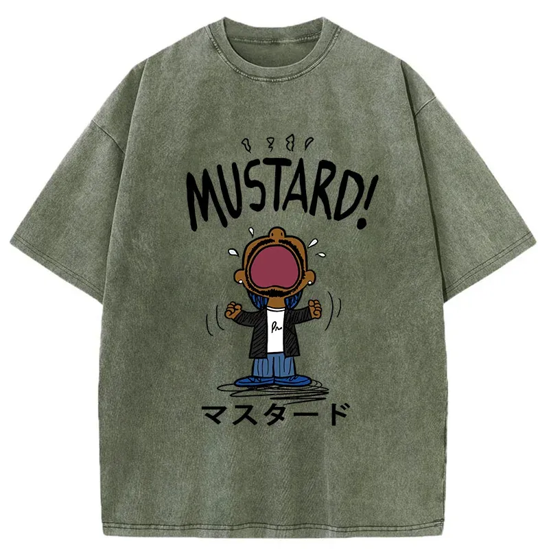 Tokyo-Tiger Mustard Funny kanji Washed T-Shirt