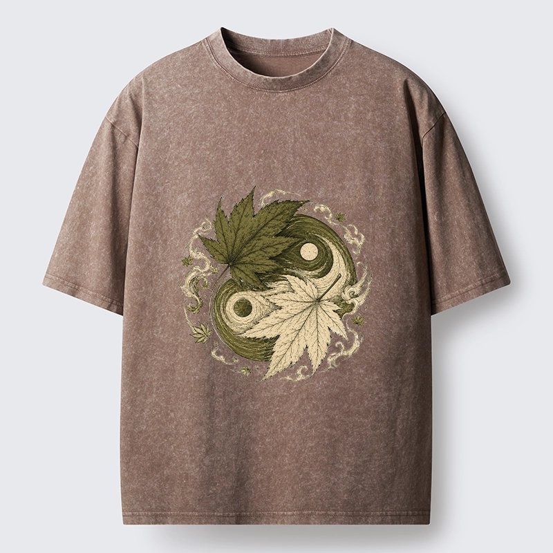 Tokyo-Tiger Maple Yin Yang Art Washed T-Shirt