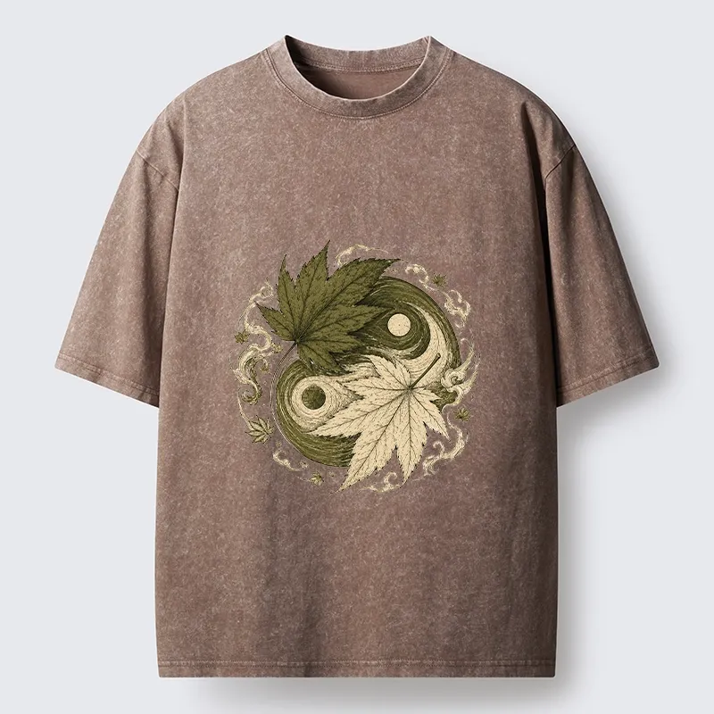 Tokyo-Tiger Maple Yin Yang Art Washed T-Shirt