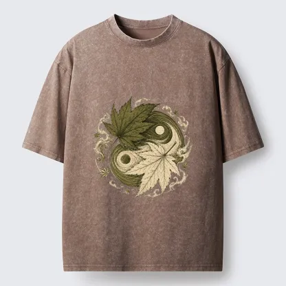 Tokyo-Tiger Maple Yin Yang Art Washed T-Shirt