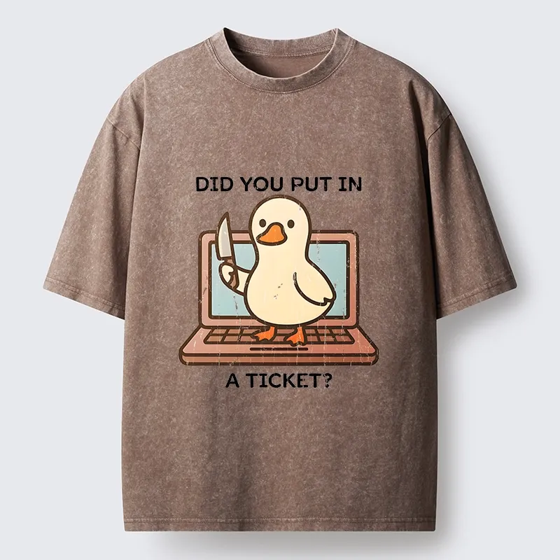 Tokyo-Tiger Ticket Duck Funny Meme Washed T-Shirt