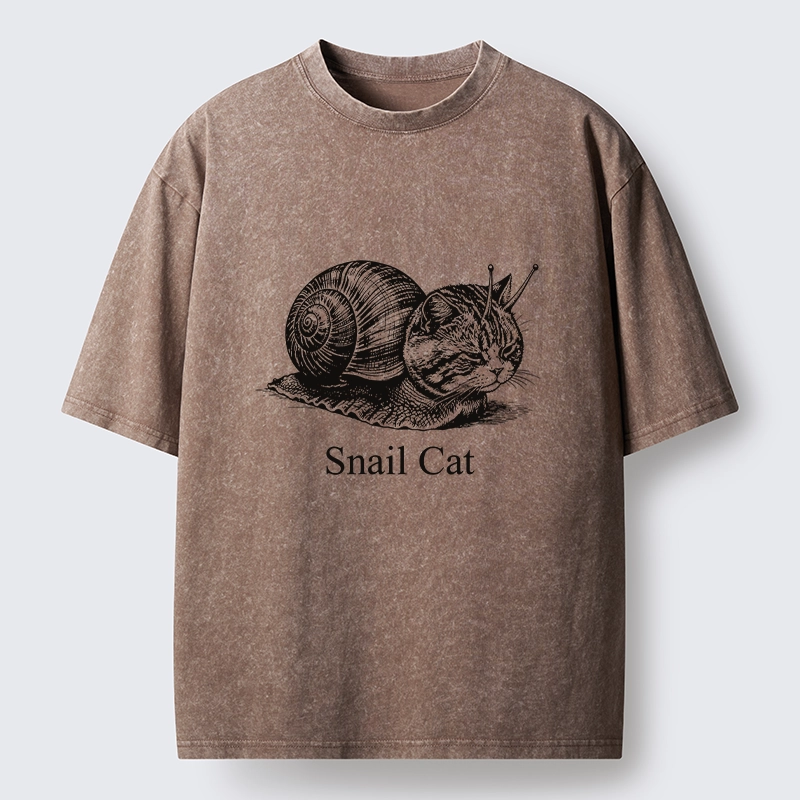 Tokyo-Tiger Weird Snail Cat Meme Washed T-Shirt