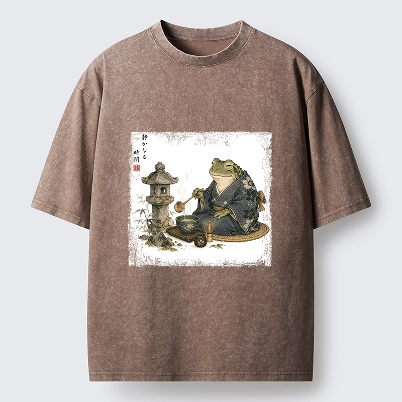 Tokyo-Tiger Calm Tea Frog Washed T-Shirt