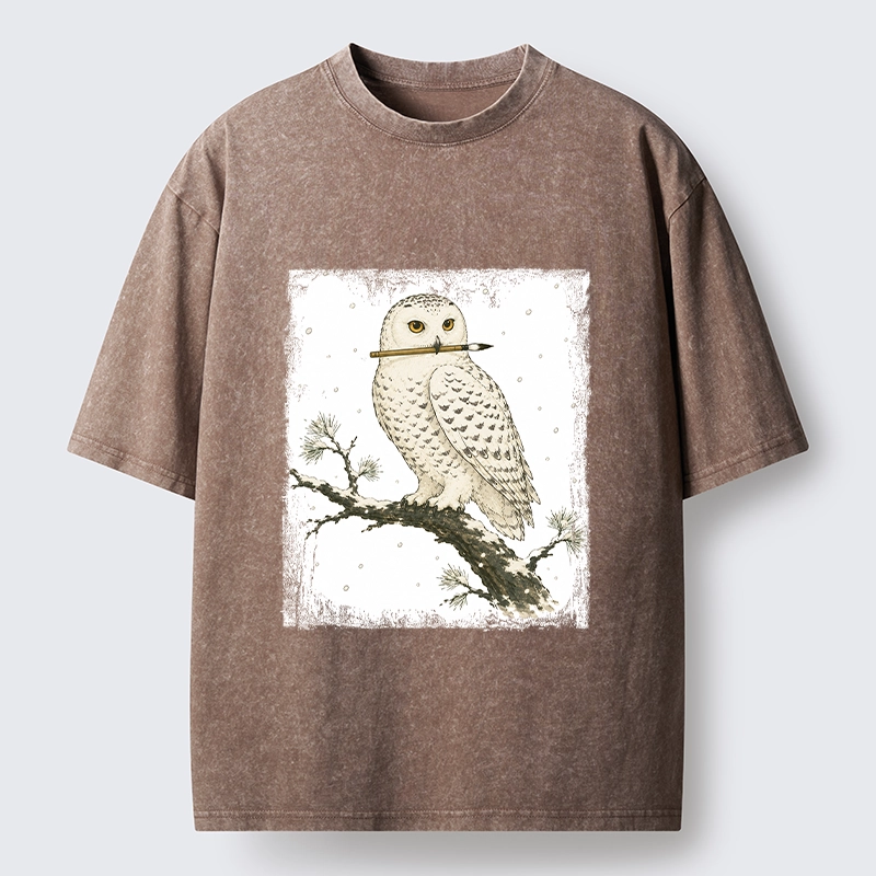 Tokyo-Tiger Snow Owl Painter Washed T-Shirt