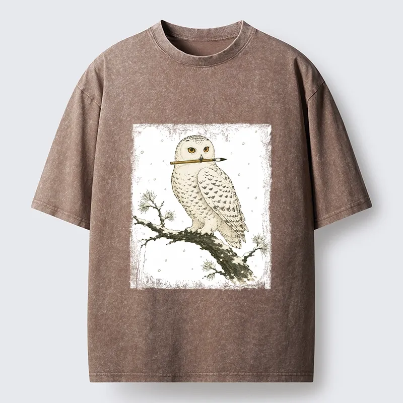 Tokyo-Tiger Snow Owl Painter Washed T-Shirt